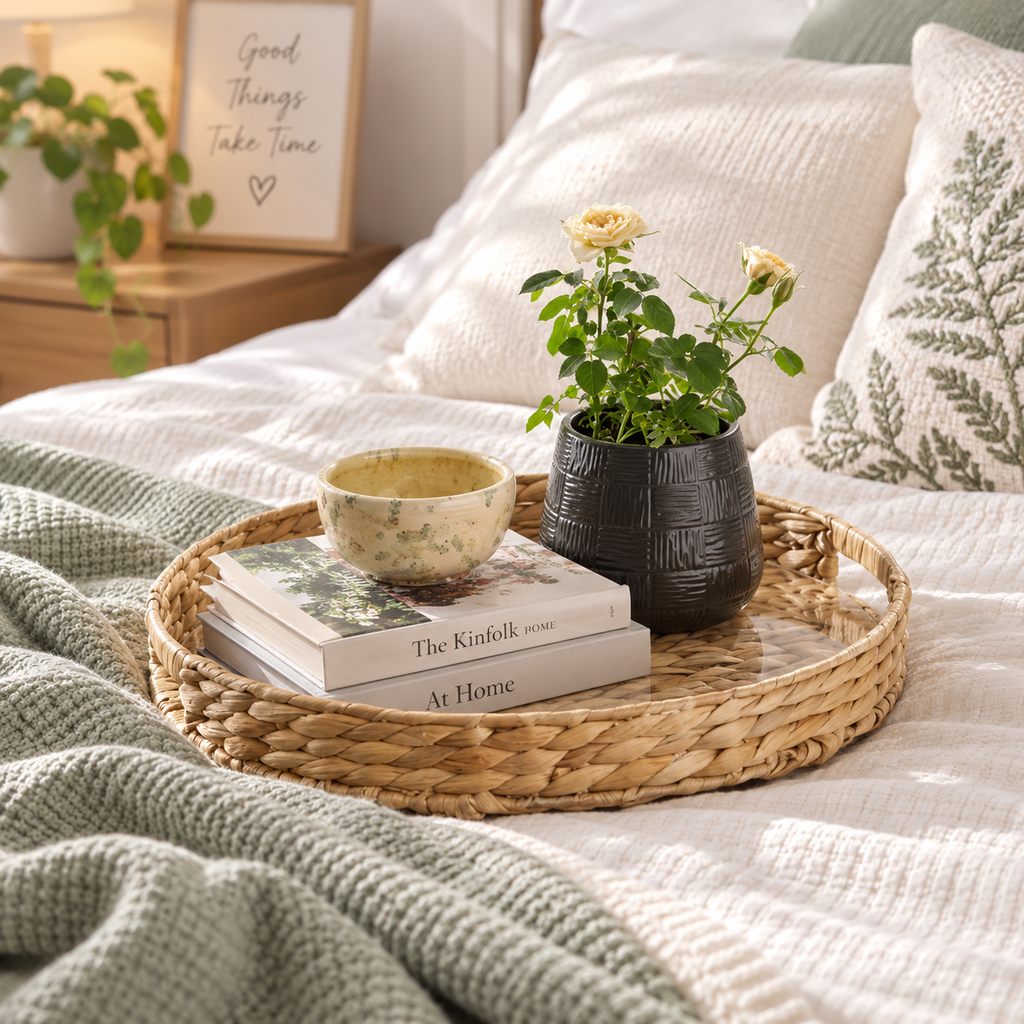 Round Woven Water Hyacinth Tray