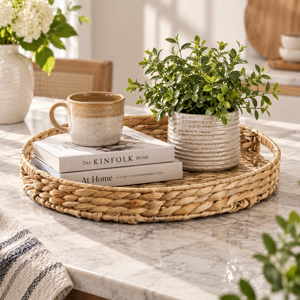 Round Woven Water Hyacinth Tray