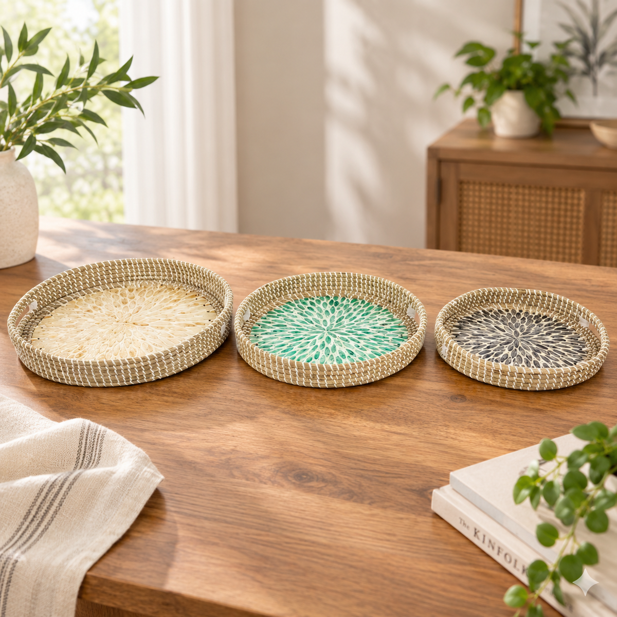 Seagrass Woven Display Tray Set