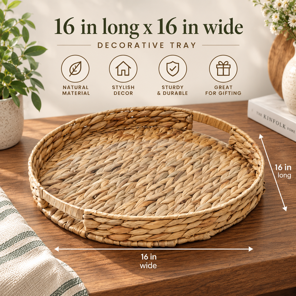 Round Woven Water Hyacinth Tray