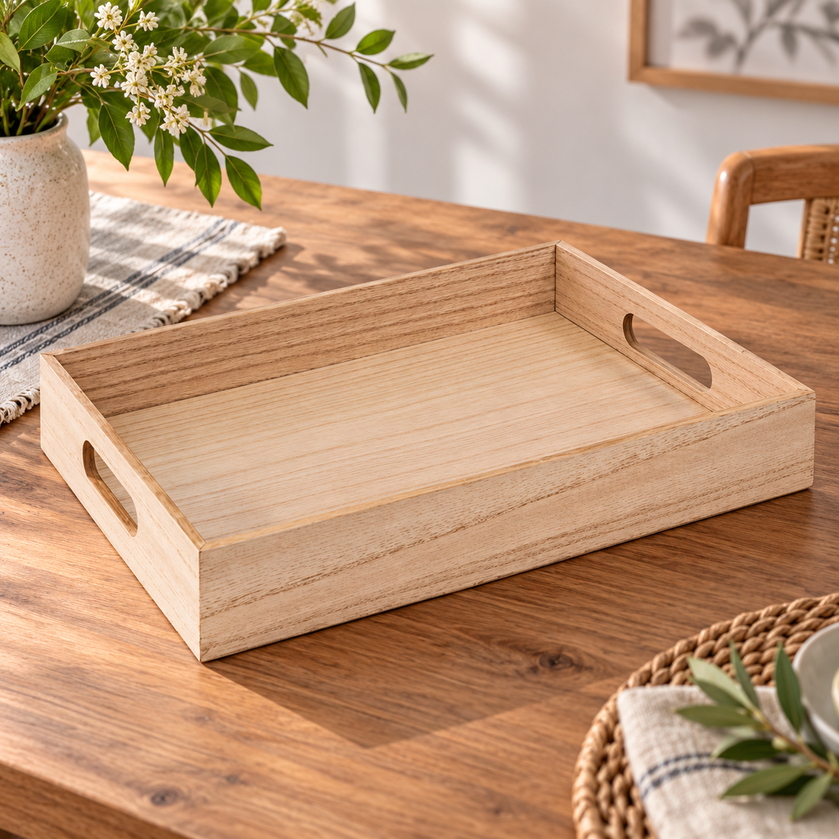 Wooden Organizer Tray with Handles