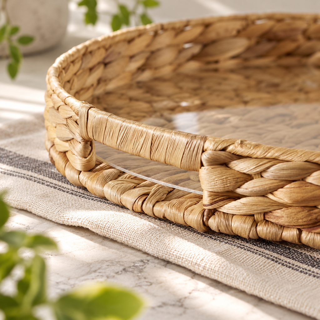 Round Woven Water Hyacinth Tray