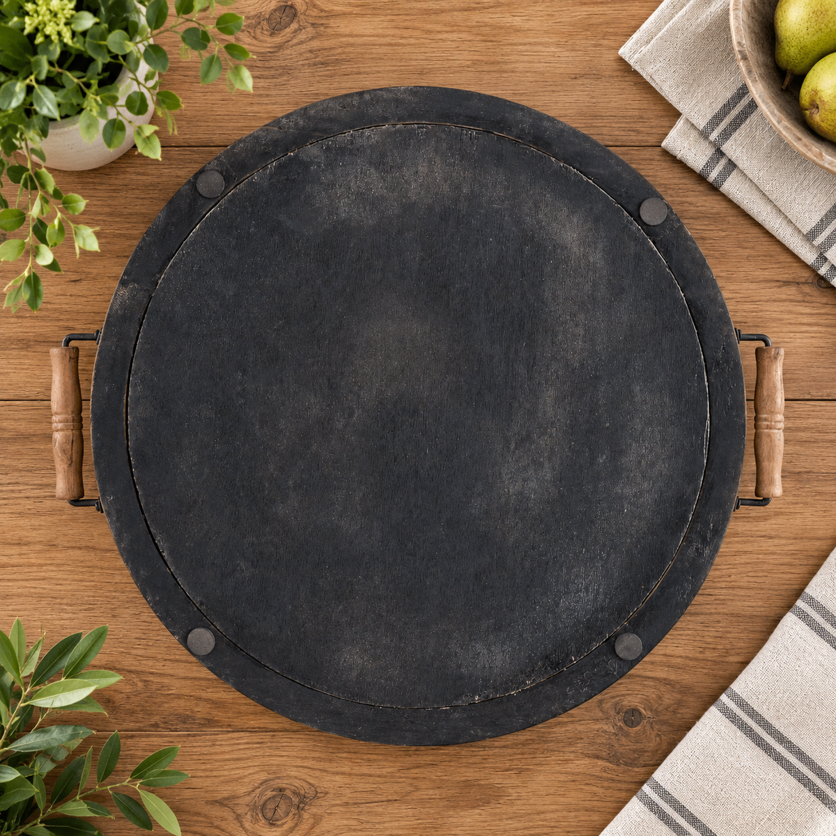 Rustic Carved Wooden Organizer Tray