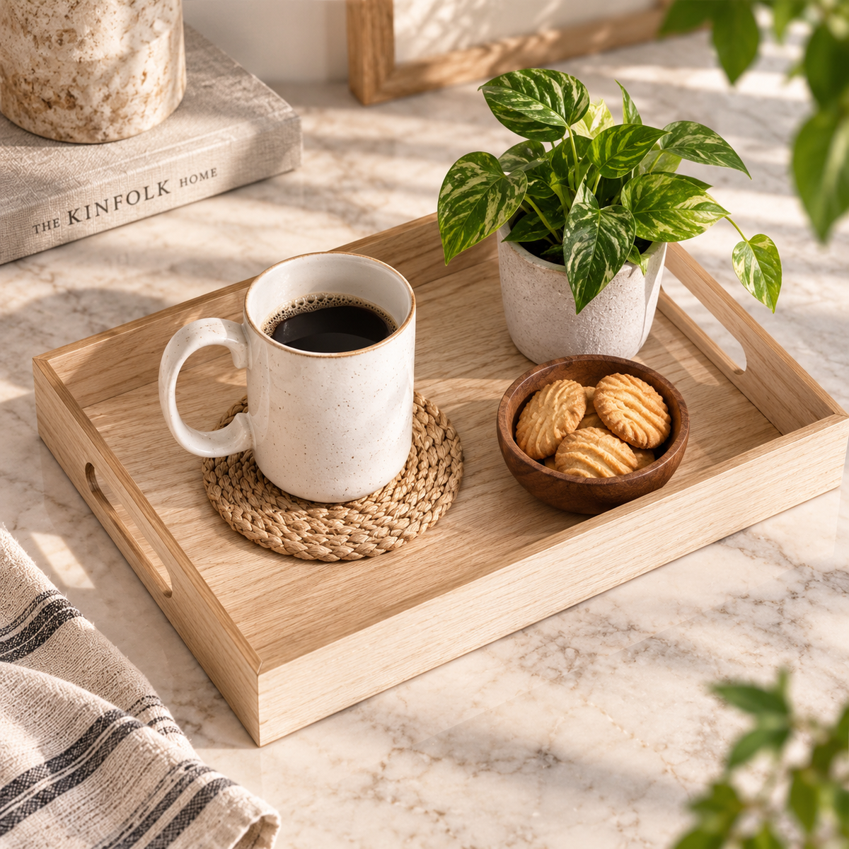 Wooden Organizer Tray with Handles