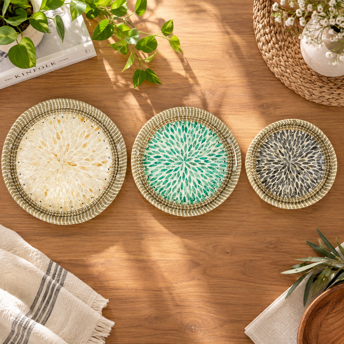 Seagrass Woven Display Tray Set
